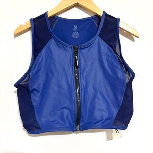 Good American The Power Sports Bra Blue Mesh Athletic Crop Size X-Large